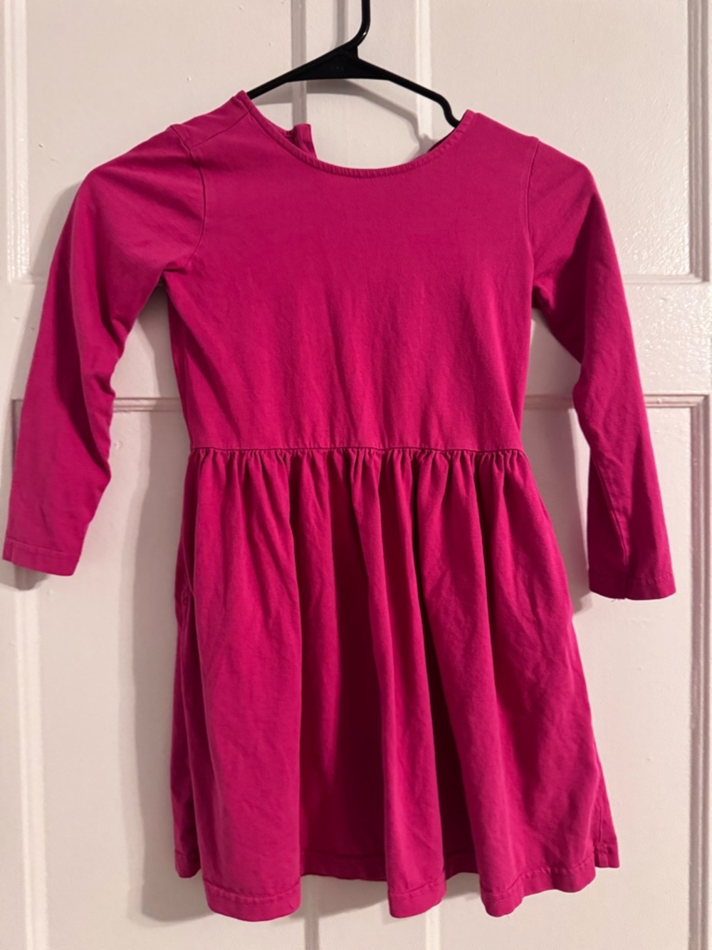Primary Hot Pink Long-Sleeve Cotton Fit-and-Flare Dress